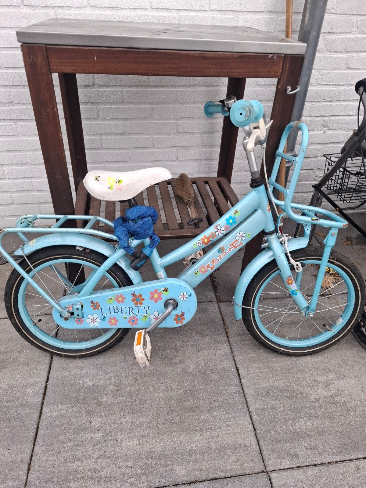 Blauwe kinderfiets, Fietsen en Brommers, Ophalen, Gebruikt, Minder dan 16 inch
