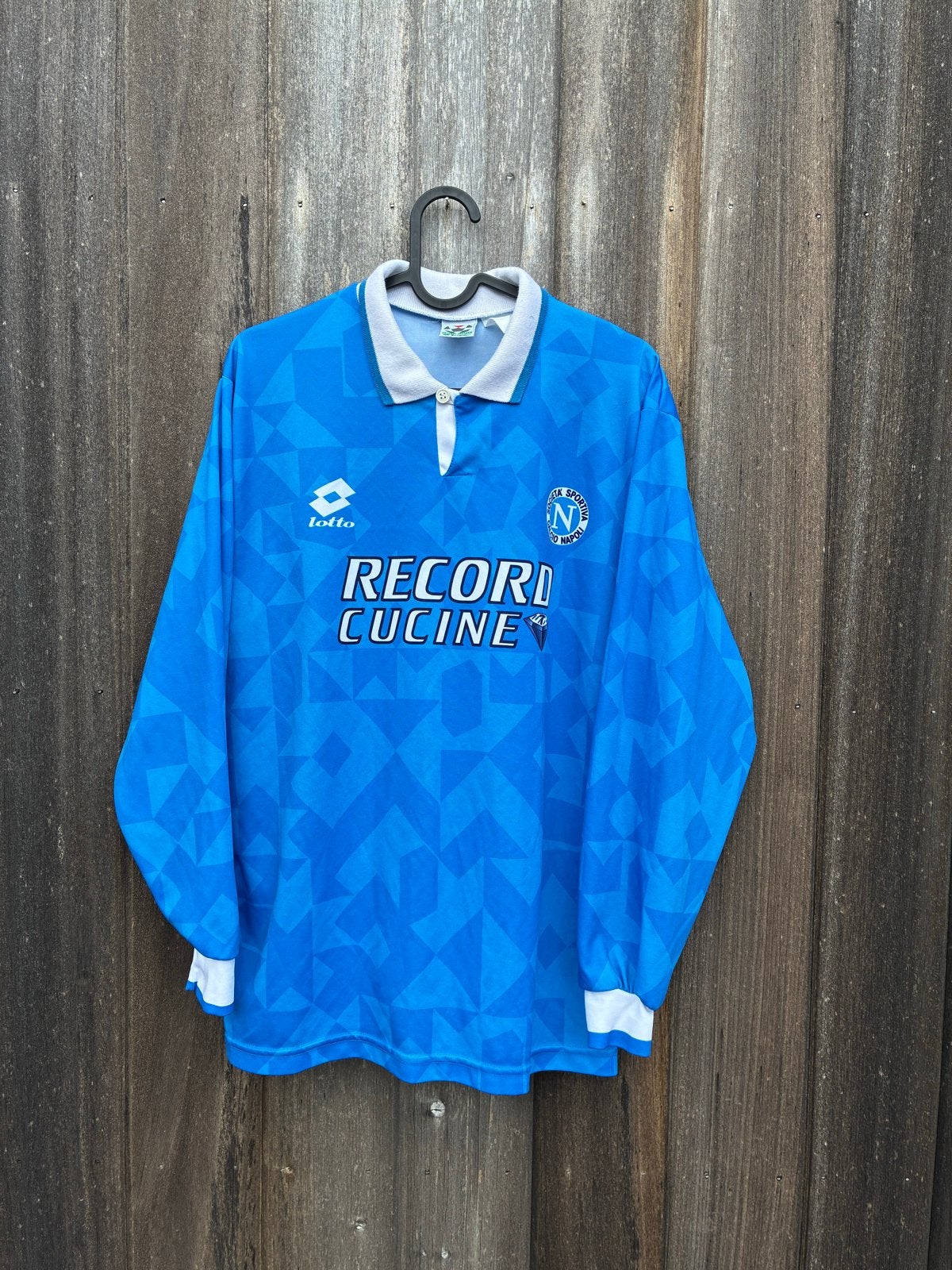Vintage Napoli Lotto voetbalshirt Maat M longsleeve, Ophalen of Verzenden, Zo goed als nieuw, Buitenlandse clubs, Shirt