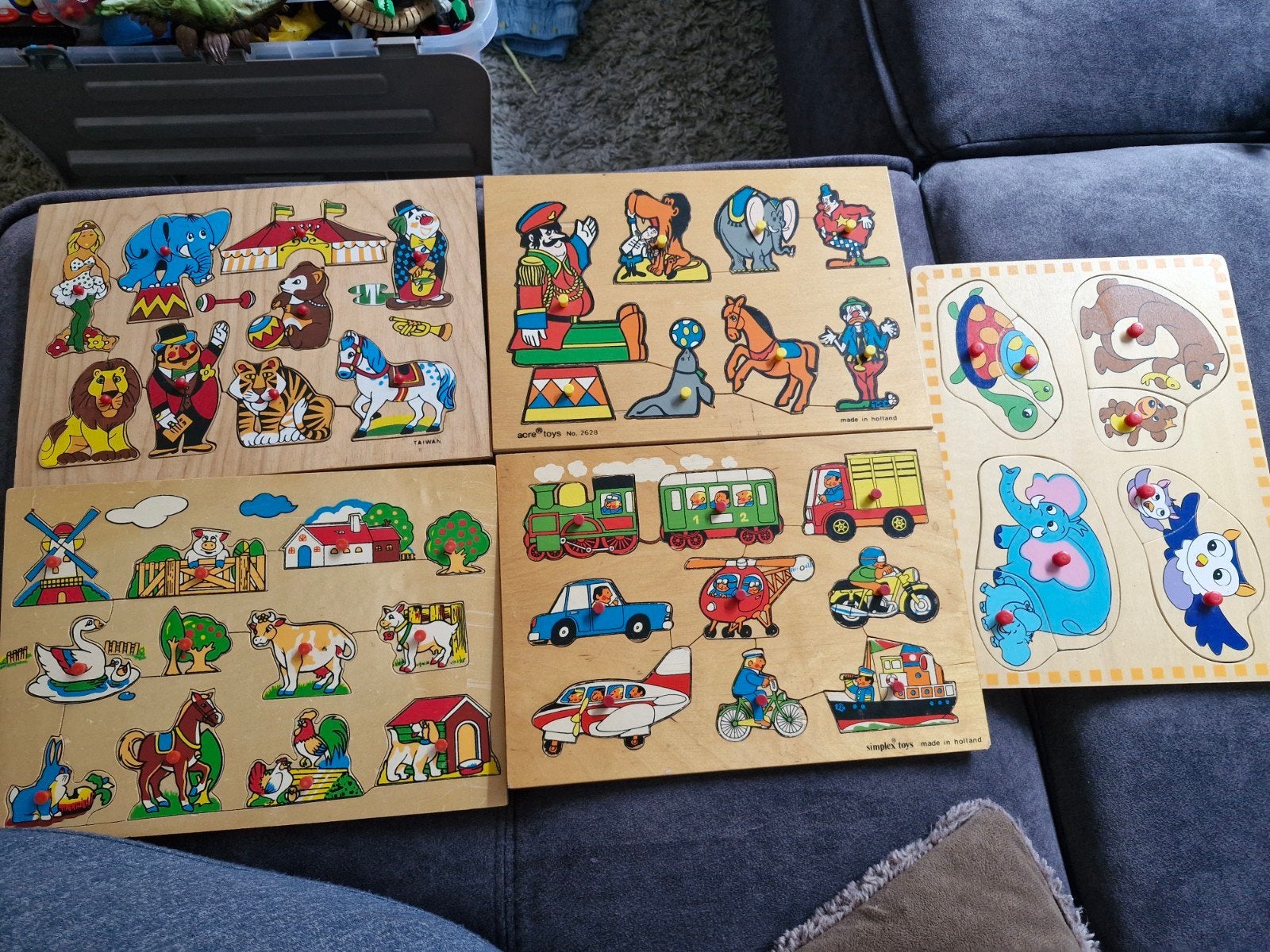 Houten Insteekpuzzels voor Kinderen - Diverse Thema's, Ophalen, 2 tot 4 jaar, Gebruikt, Van hout
