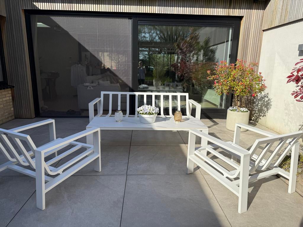 Hartman Loungeset Wit, Ophalen, 4 zitplaatsen, Gebruikt, Aluminium