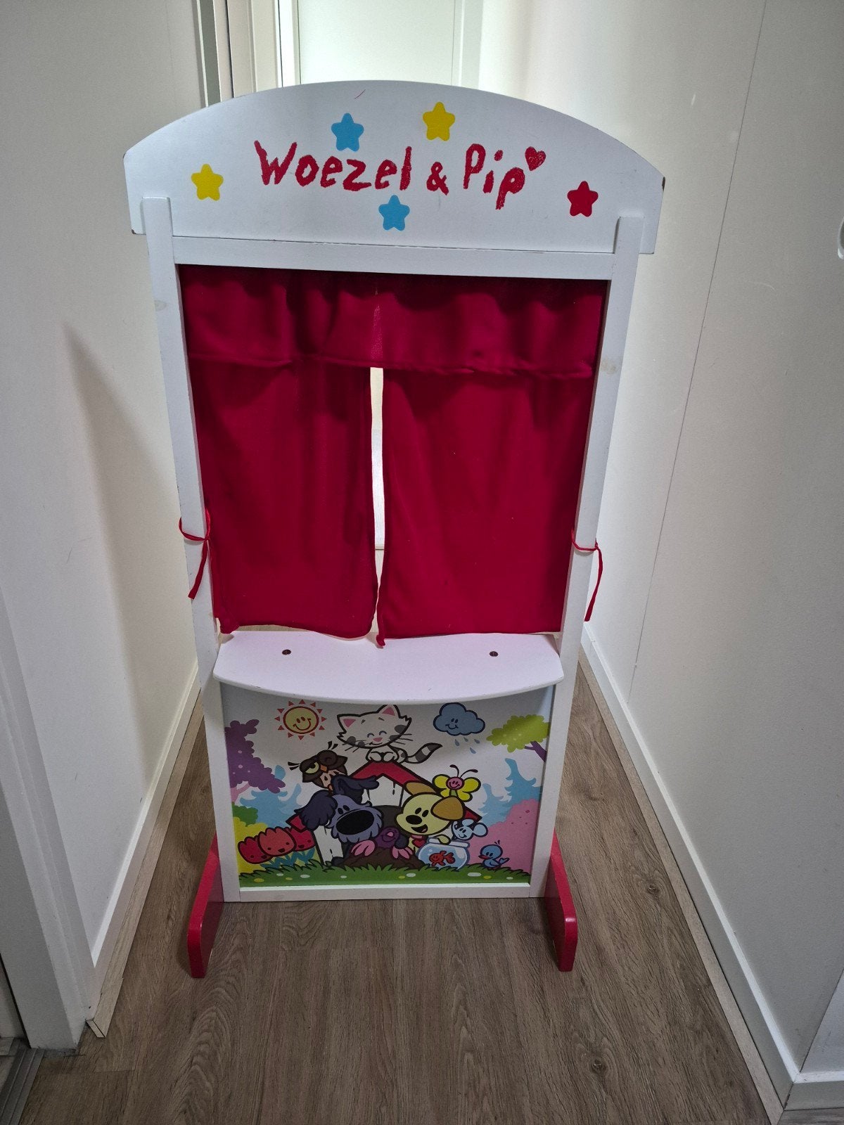 Grote set handpoppen met Woezel & Pip poppenkast, Ophalen, Gebruikt, Overige typen