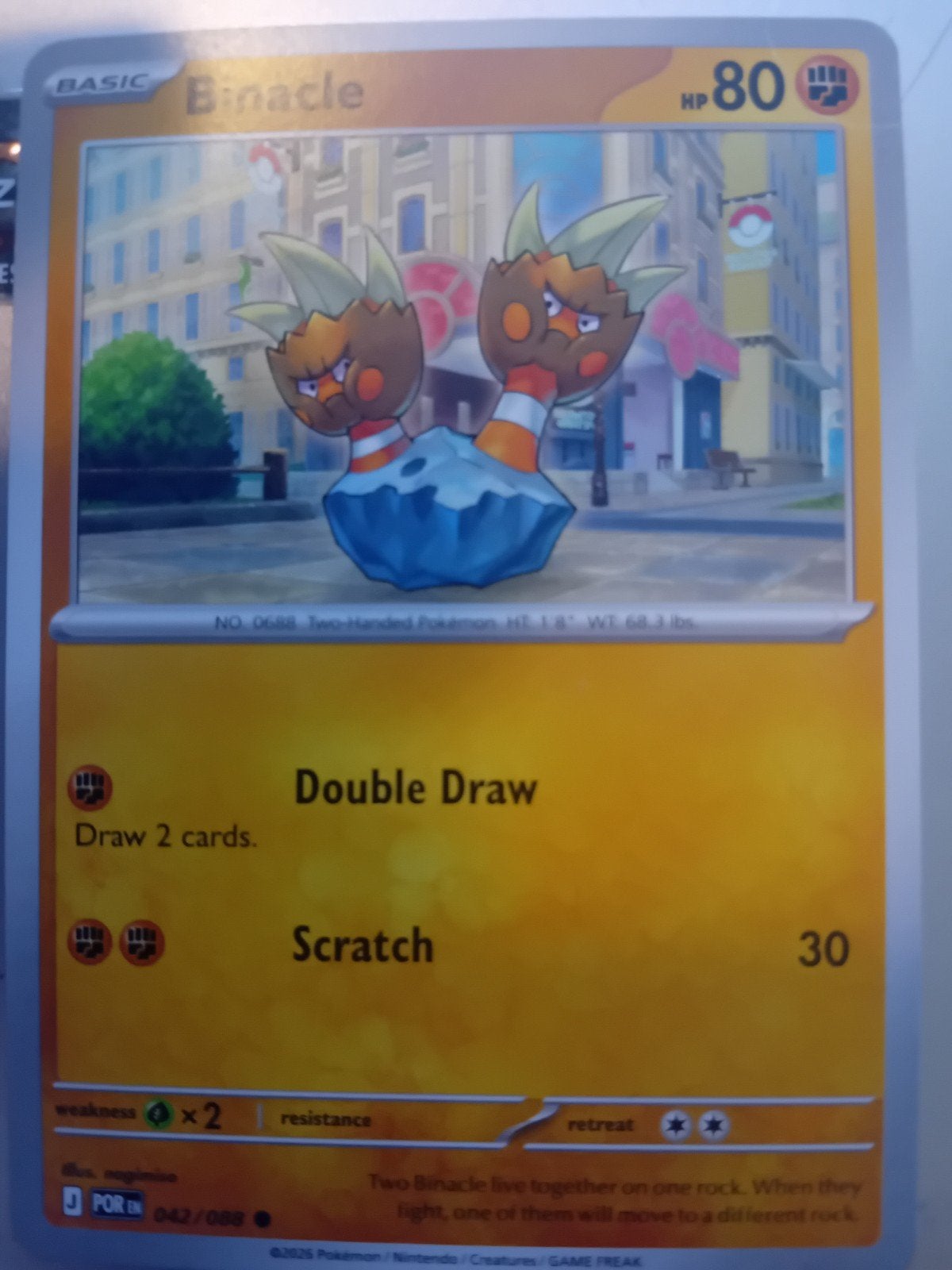 Pokémon Kaart Binacle 042/088 - Basic HP 80, Ophalen of Verzenden, Zo goed als nieuw, Losse kaart, Foil