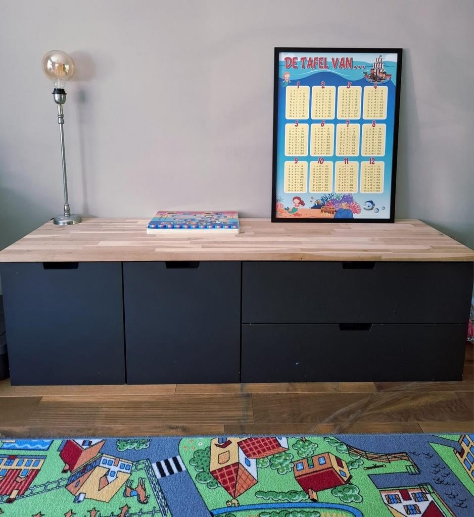 Ikea blokken en lade elementen met eikenhouten blad, Huis en Inrichting, Ophalen