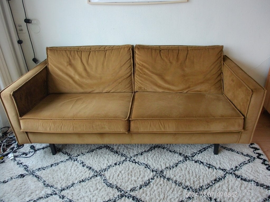 BePureHome 2,5 zits velvet bank, Ophalen, 150 tot 200 cm, Driepersoons, 75 tot 100 cm
