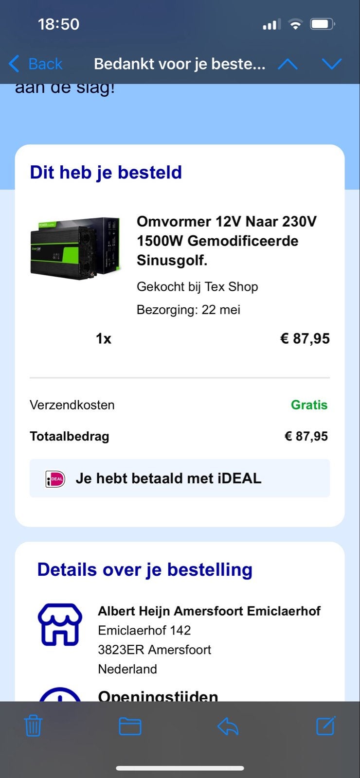 Omvormer 12V Naar 230V 1500W Gemodificeerde Sinusgolf, Ophalen of Verzenden, Nieuw
