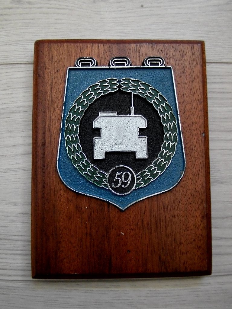 Wapenschild 59 Tankbataljon Regiment Huzaren Prins van Oranj, Ophalen of Verzenden, Landmacht, Nederland, Embleem of Badge