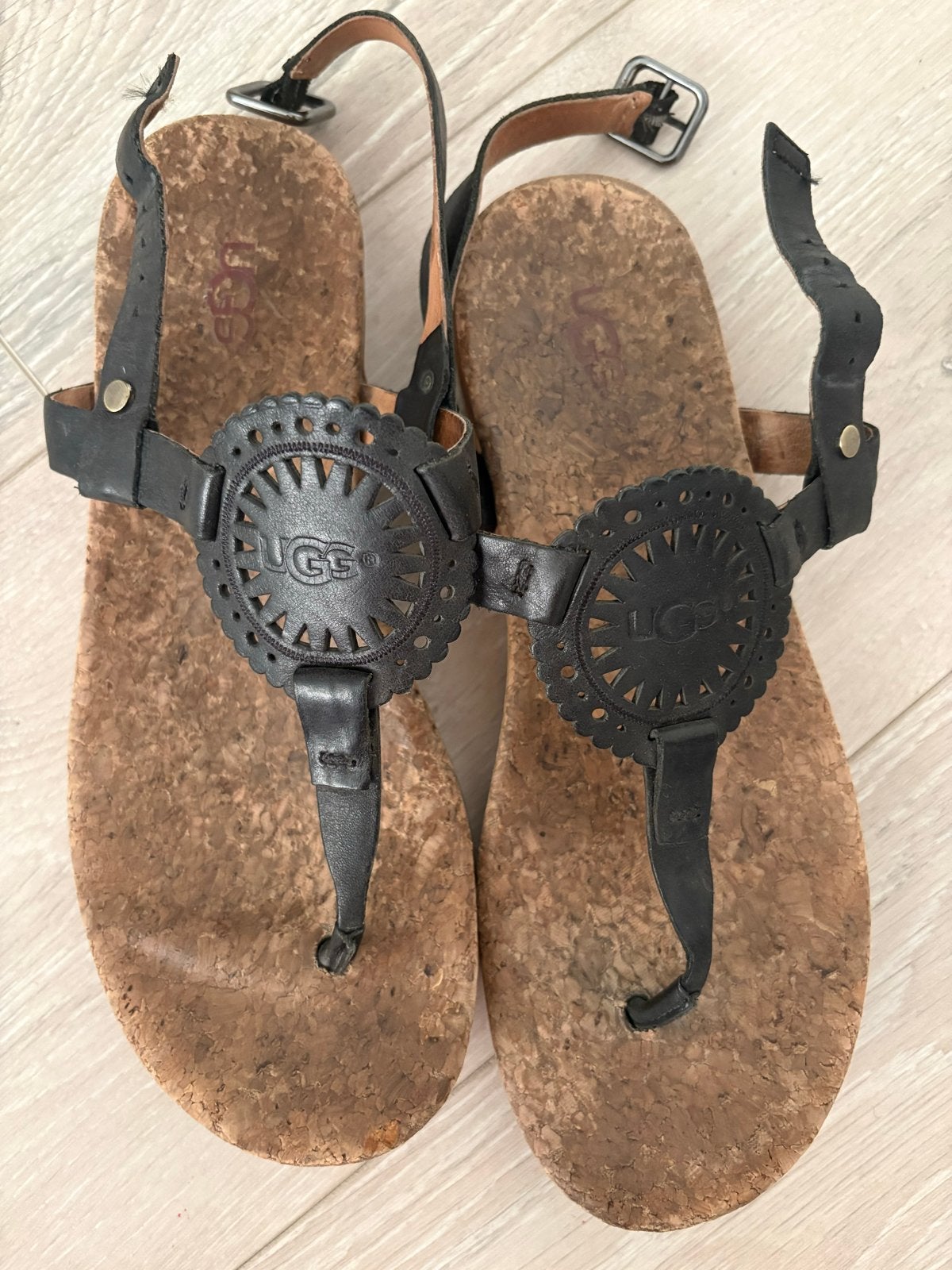 Ugg sandalen zwart maat 38, Ophalen of Verzenden, Gedragen, Zwart, Sandalen of Muiltjes