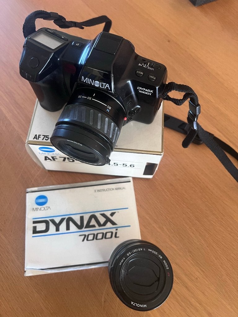 Minolta Dynax 7000i plus 3 lenzen te koop, Audio, Tv en Foto, Fotocamera's Analoog, Ophalen of Verzenden, Gebruikt, Spiegelreflex