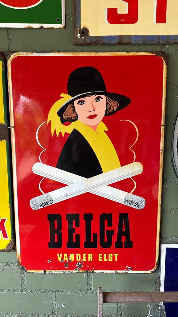 Vintage Belga Emaille Reclamebord, Ophalen of Verzenden