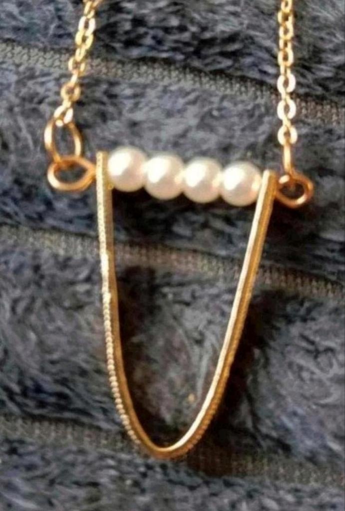 Ketting parels, Verzenden, Nieuw, Goud, Met hanger