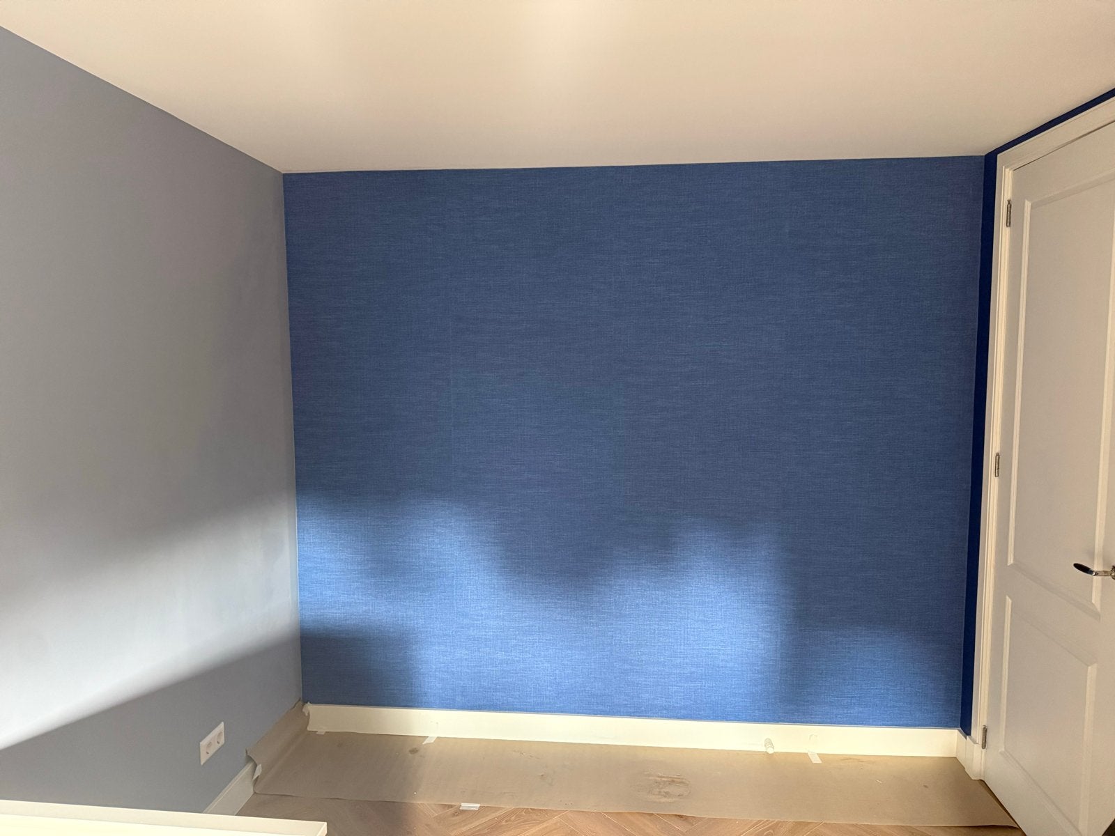 Denim Behang Restant - 4.30 meter, Ophalen, Overige typen, Blauw, Structuur