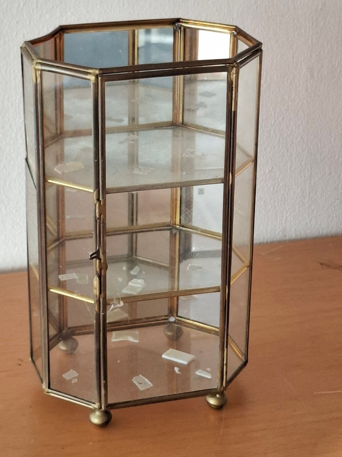 Vintage Glazen Vitrinekastje met Messing Frame, Ophalen of Verzenden