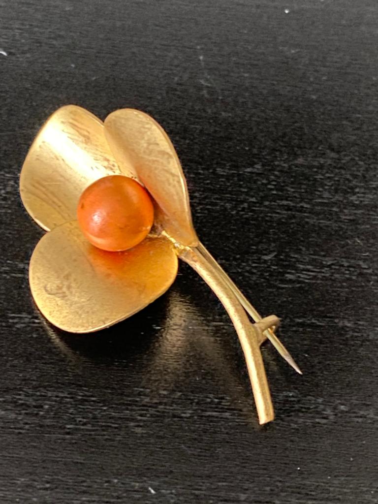 Vintage bloembroche - 5 cm - zowel voor man- vrouw, Ophalen of Verzenden, Zo goed als nieuw, Overige materialen