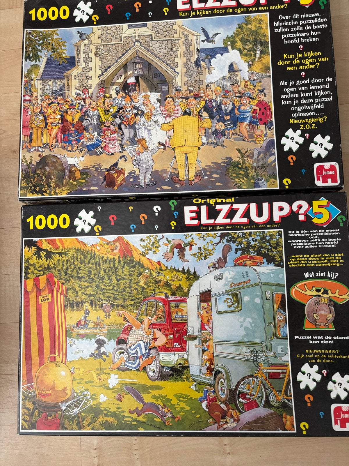 Elzzup en Wasgij legpuzzels - 2x 1000 stukjes, 1x 500 stukje, Ophalen of Verzenden, 500 t/m 1500 stukjes, Gebruikt, Legpuzzel