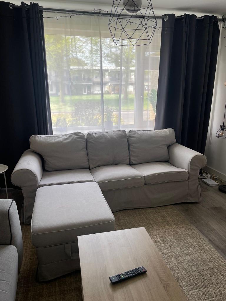 Driezitsbank met hocker, Huis en Inrichting, Banken | Bankstellen, Ophalen, 150 tot 200 cm, Driepersoons, 75 tot 100 cm