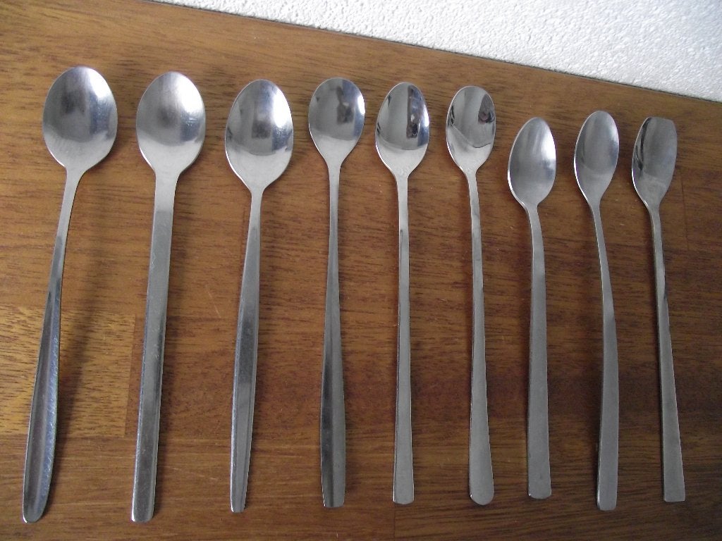 9 RVS lange lepels ijslepel longdrink lepel 19-20 cm p stuk, Antiek en Kunst, Ophalen of Verzenden