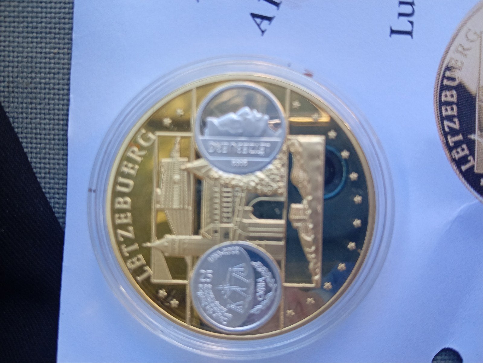 Eerste Euro Afslag Luxemburg 24 Karaat Verguld, Postzegels en Munten, Losse munt, Luxemburg, Goud, Overige waardes