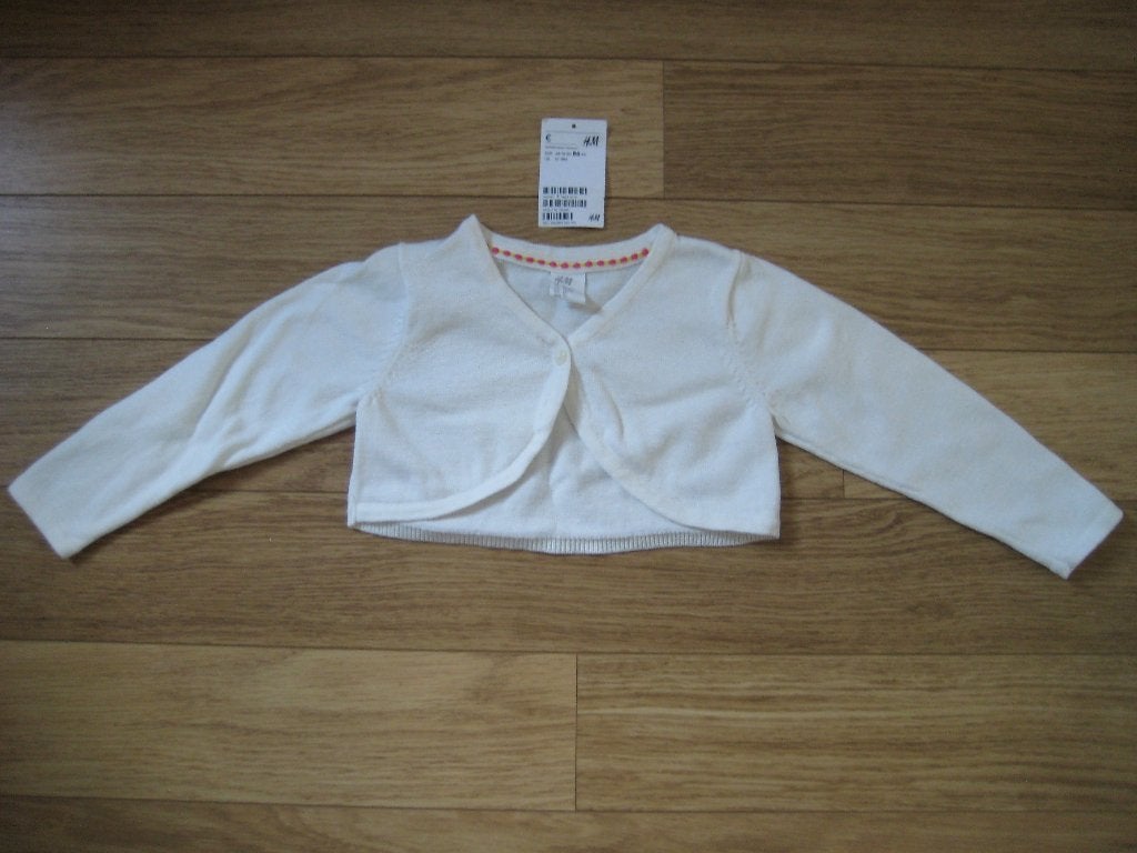 Witte bolero babyvestje maat 86 van H&M 100% katoen NIEUW, H&M, Nieuw, Ophalen of Verzenden, Truitje of Vestje