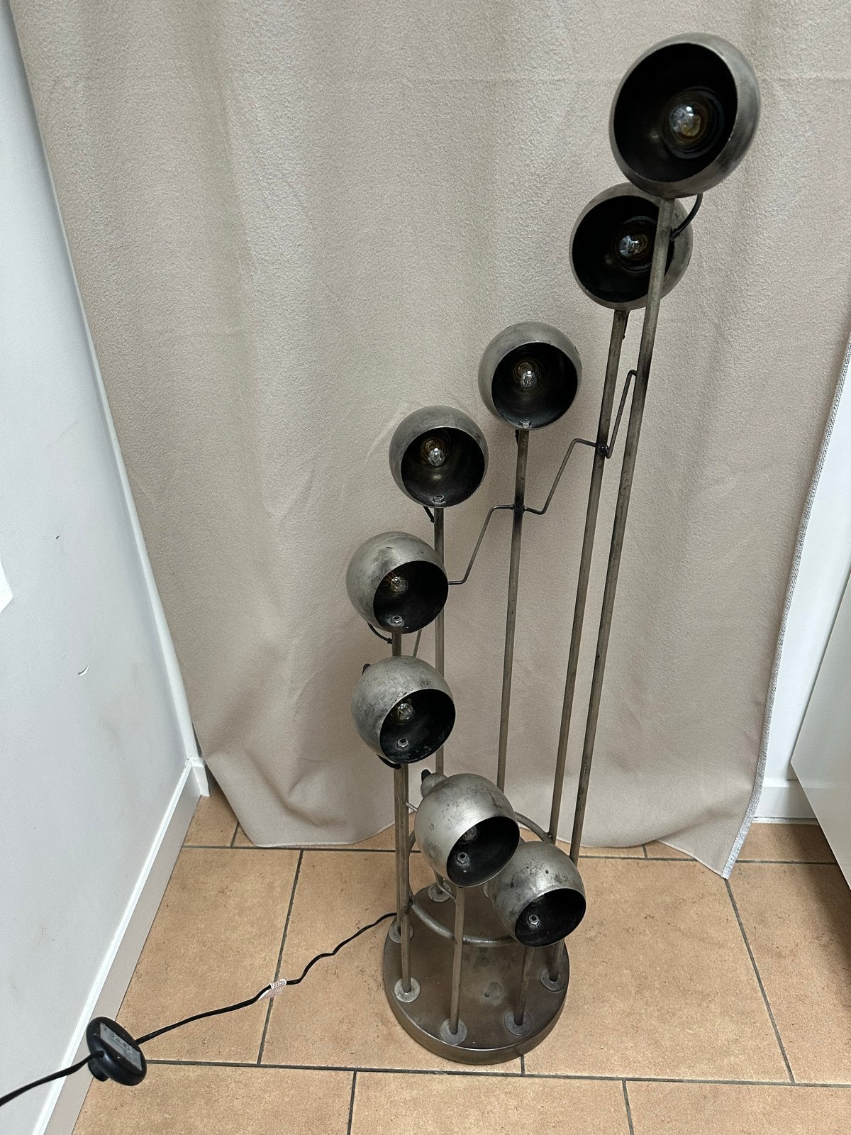 Vintage vloerlamp met 8 spots, Ophalen