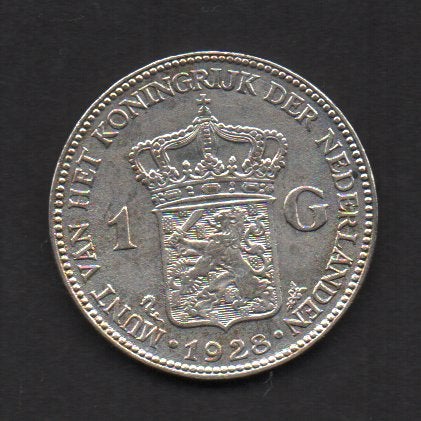 Zilveren Gulden 1928 Koningin Wilhelmina (106), ½ gulden, Zilver, Ophalen of Verzenden, Koningin Wilhelmina