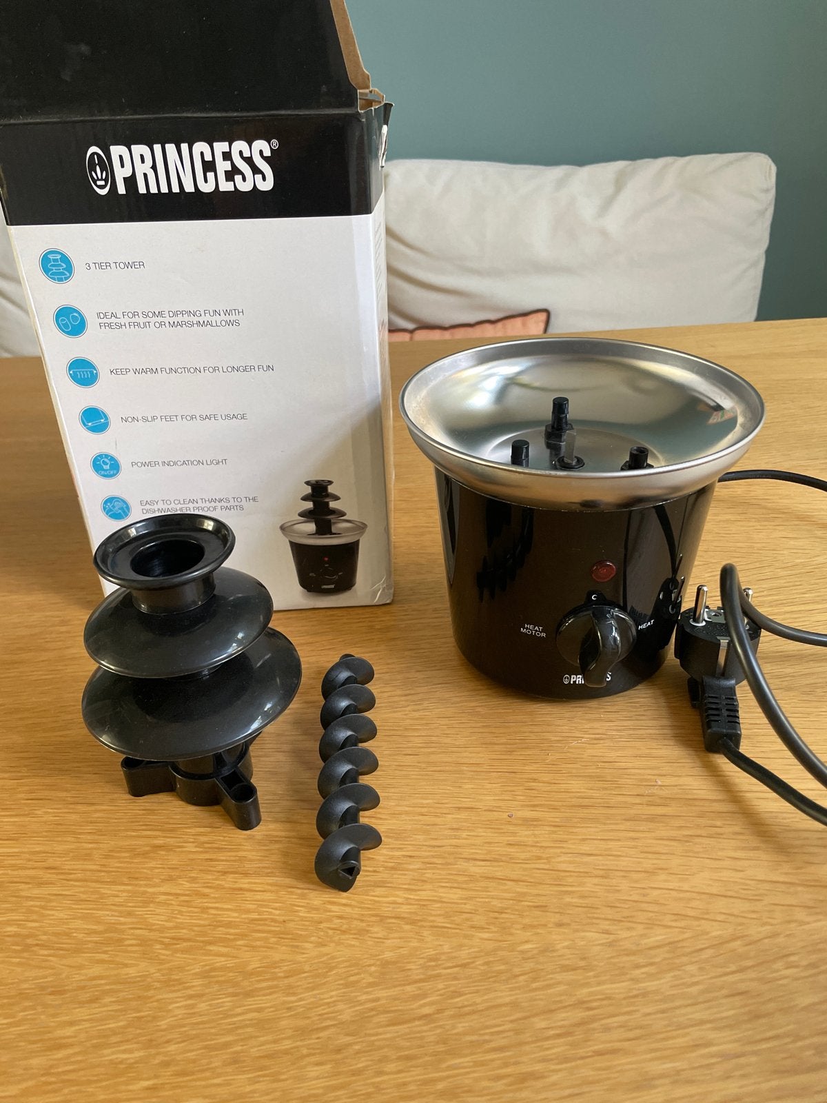 Princess chocoladefontein - 3 lagen, Ophalen of Verzenden, Zo goed als nieuw, Elektrisch, Fondueset
