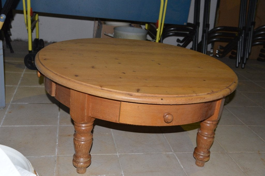 Salontafel grenen, Ophalen, Gebruikt, 100 tot 150 cm, Rond