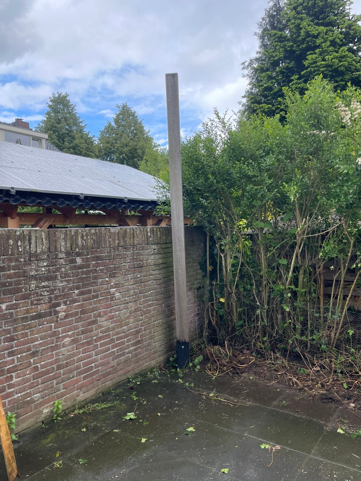 Meranti paal 350cm met voet, Ophalen, Zo goed als nieuw, 250 cm of meer, Palen