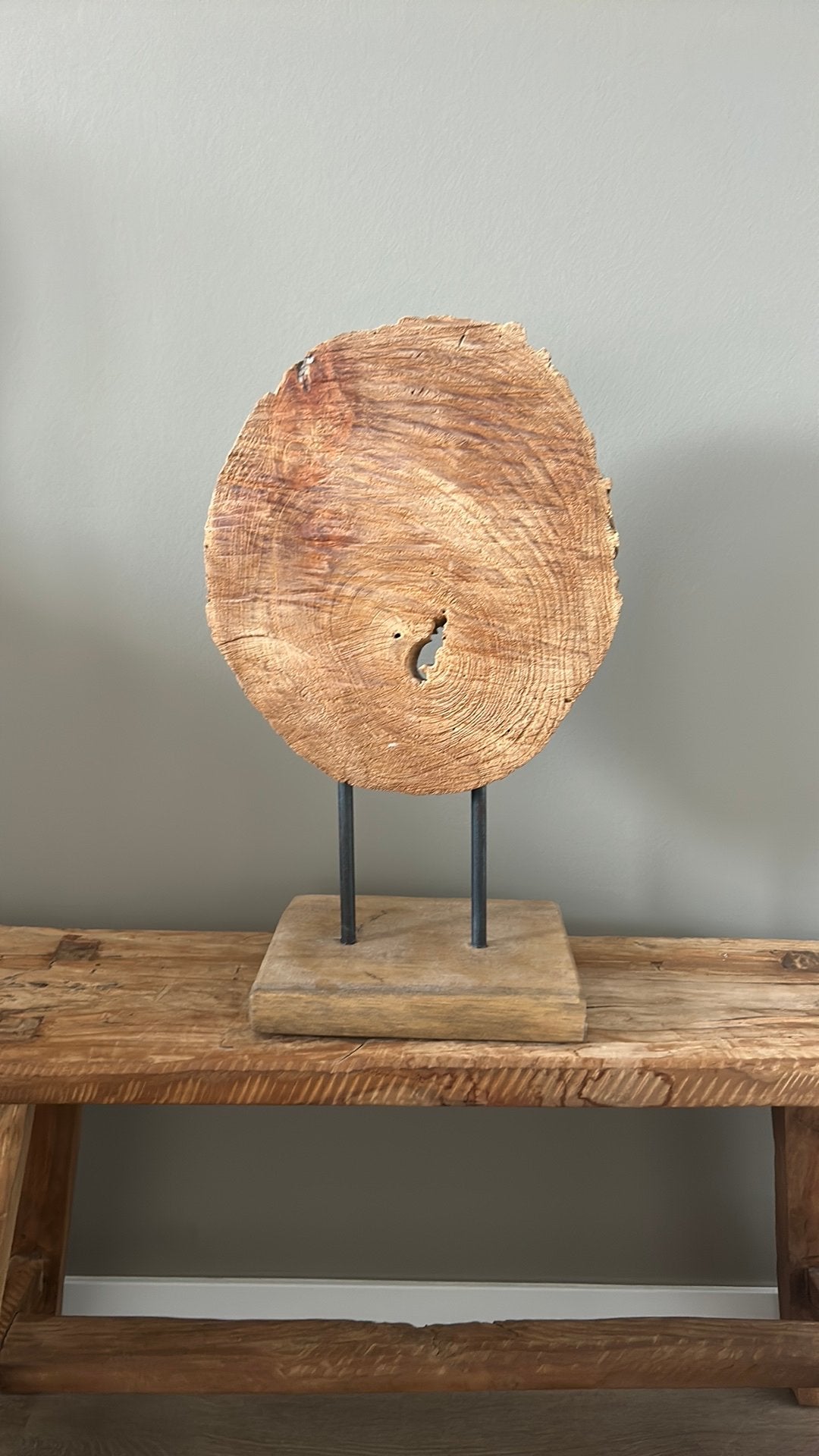 Houten ornament op voet, Huis en Inrichting, Ophalen, Hout, Bruin, Landelijk