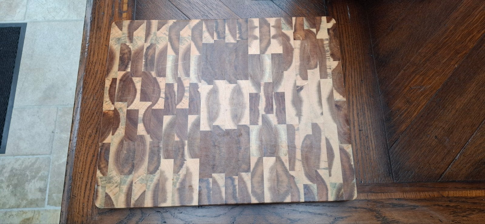 Houten snijplank snijblok hakblok, Gebruikt, Hout, Snij-/serveerplank, Ophalen of Verzenden