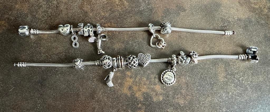 2 pandora armbanden inclusief pandora bedels, Ophalen of Verzenden, Zo goed als nieuw, Goud, Zilver