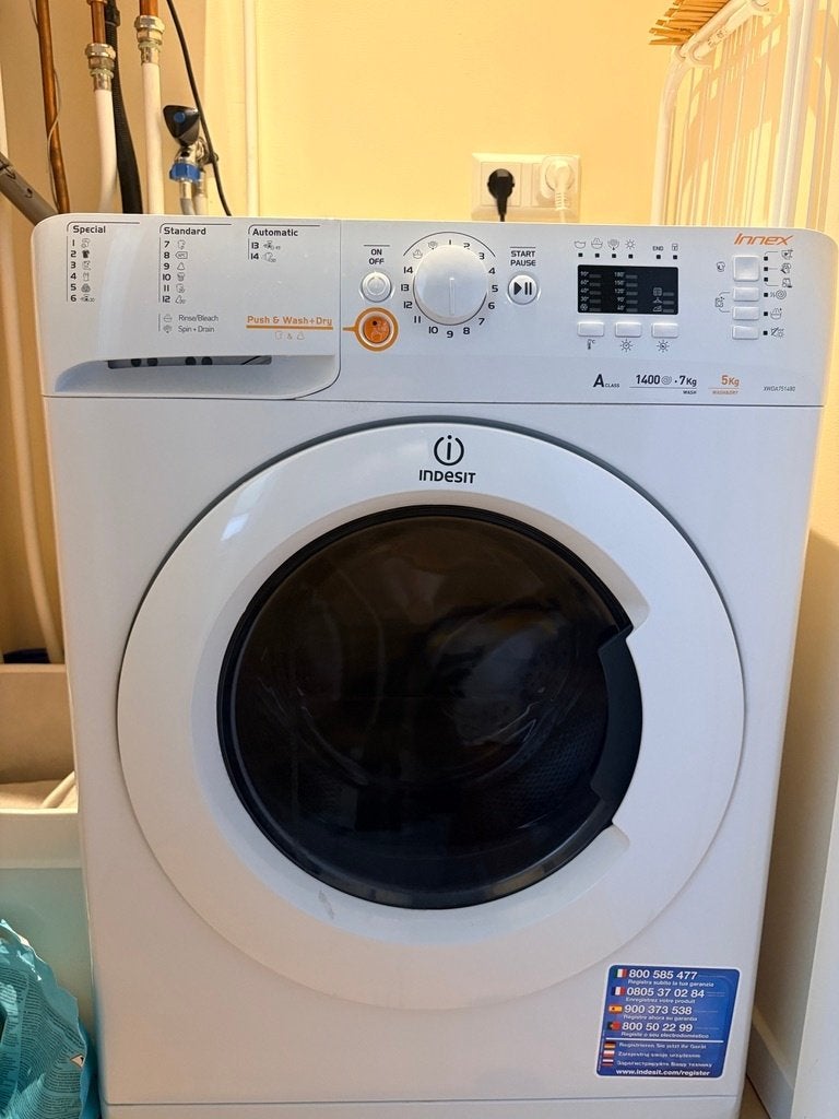 Indesit Was-Droogcombinatie (7kg Wassen / 5kg Drogen), Witgoed en Apparatuur, 6 tot 8 kg, Ophalen, Gebruikt, 85 tot 90 cm