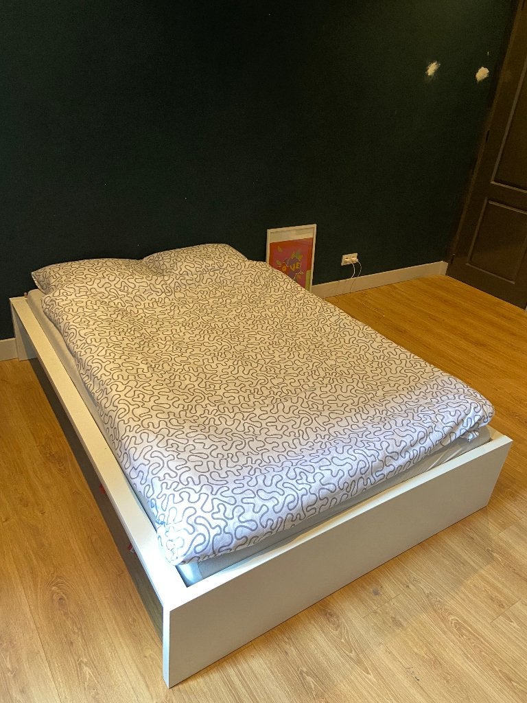 Bed, Huis en Inrichting, Slaapkamer | Bedden, Ophalen, Wit, Tweepersoons, Zo goed als nieuw