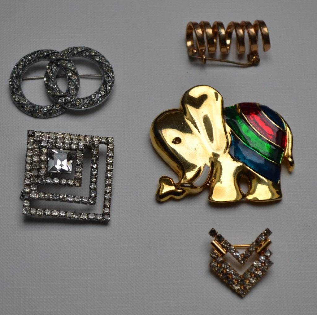 Vintage Broches  (5 stuks) – Elegante & Unieke Blikvangers!, Overige materialen, 4 tot 7 cm, Gebruikt, Verzenden