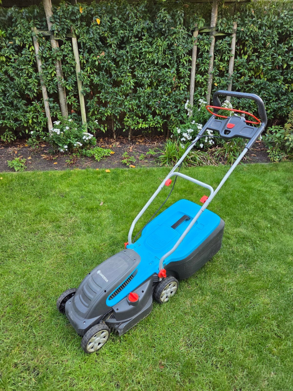 GARDENA elektrische grasmaaier PowerMax 1400/34, Tuin en Terras, Ophalen, Cirkelmaaier, Gebruikt, Elektrische grasmaaier