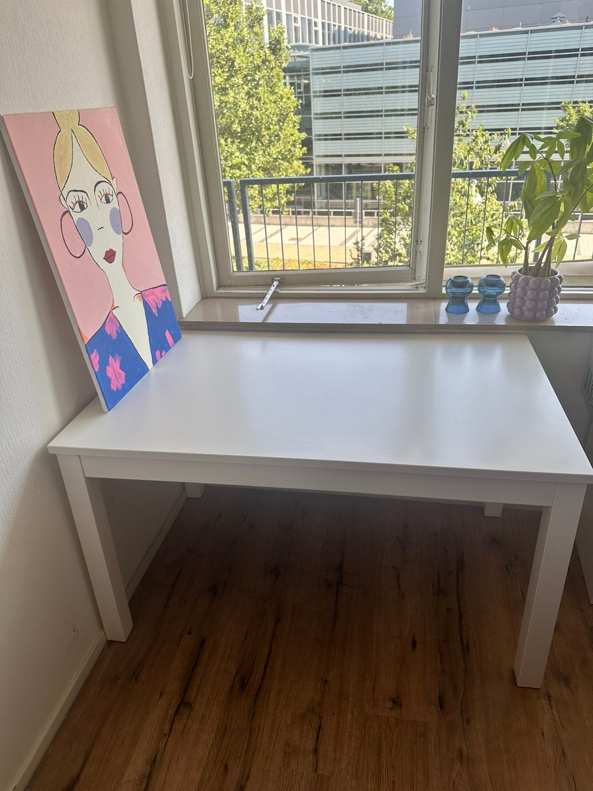 Witte uitschuifbare eettafel (IKEA), Huis en Inrichting, Tafels | Eettafels, Ophalen, Gebruikt, 100 tot 150 cm, 50 tot 100 cm