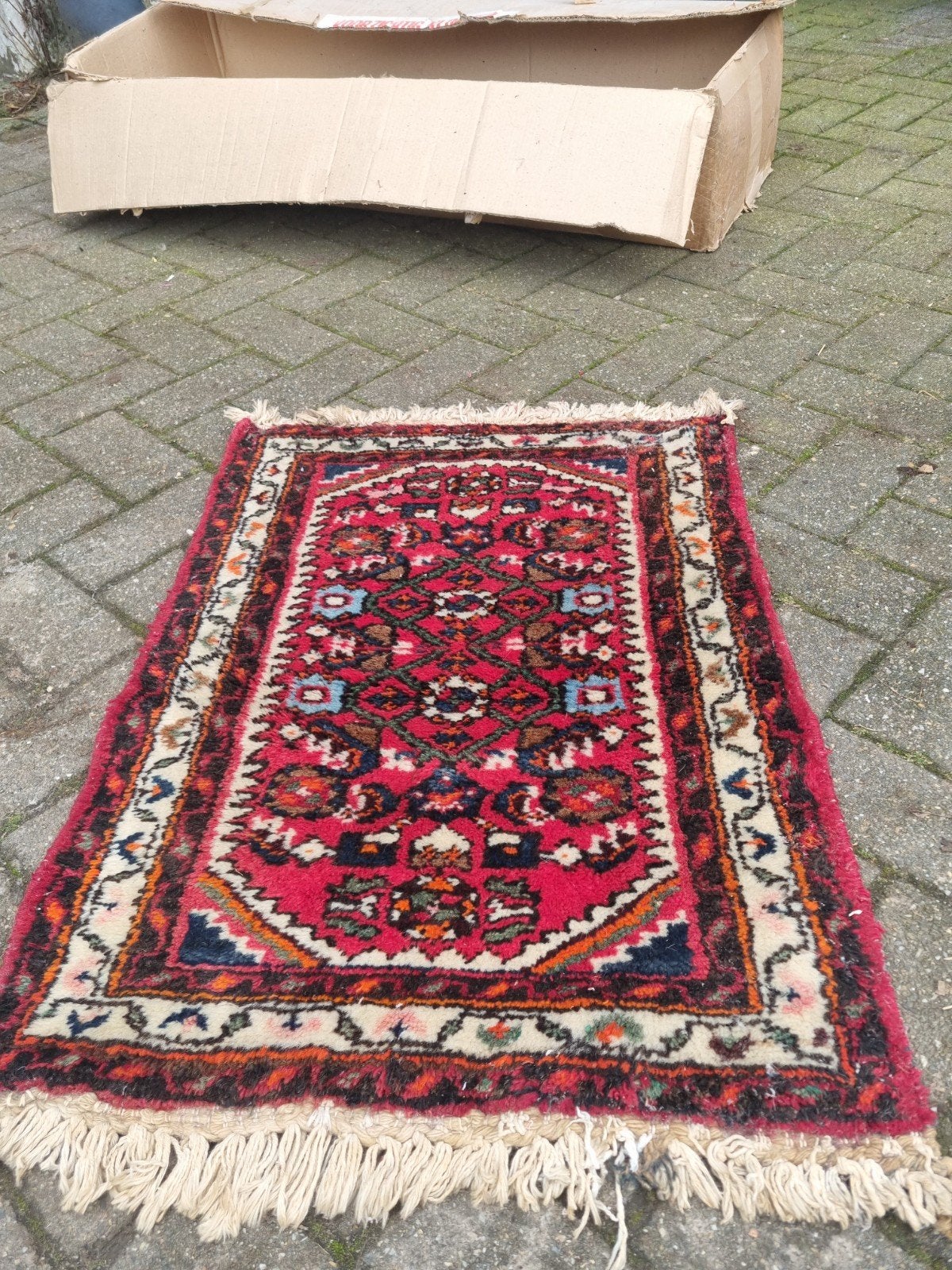 Vintage Perzisch Hamadan Tafelkleed - 80x58 cm, Ophalen, Gebruikt, 50 tot 100 cm, 50 tot 100 cm