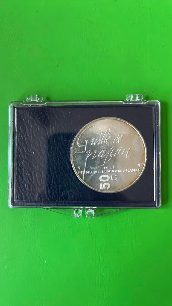 50 gulden zilver 1984 in cassette, Ophalen of Verzenden, Koningin Beatrix, 50 gulden, Zilver