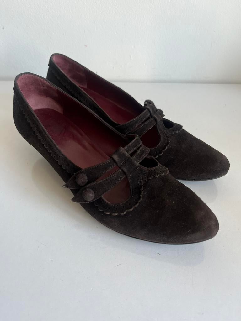 Bruine pumps Victoriaanse stijl maat 39, Kleding | Dames, Ophalen of Verzenden, Zo goed als nieuw, Bruin