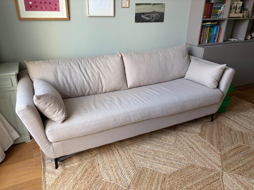 Slaapbank, met uitvouw bed, beige, Ophalen, Beige, Tweepersoons, 140 cm