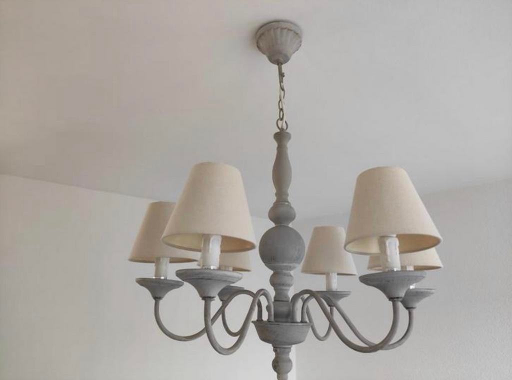 Vintage landelijke kroonluchter - inclusief lampen, Ophalen of Verzenden, Zo goed als nieuw