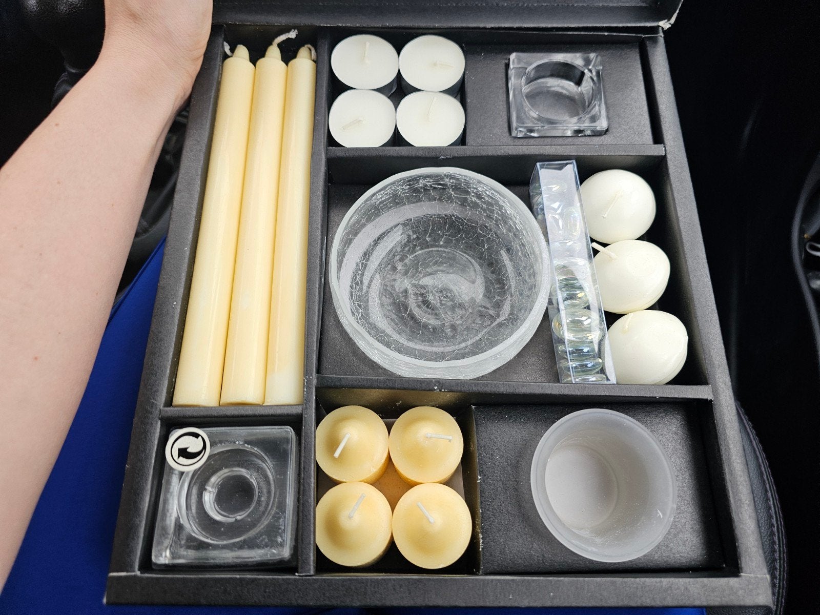 Decoratieve Kaarsenset, Wit, Nieuw, Ophalen of Verzenden, Glas