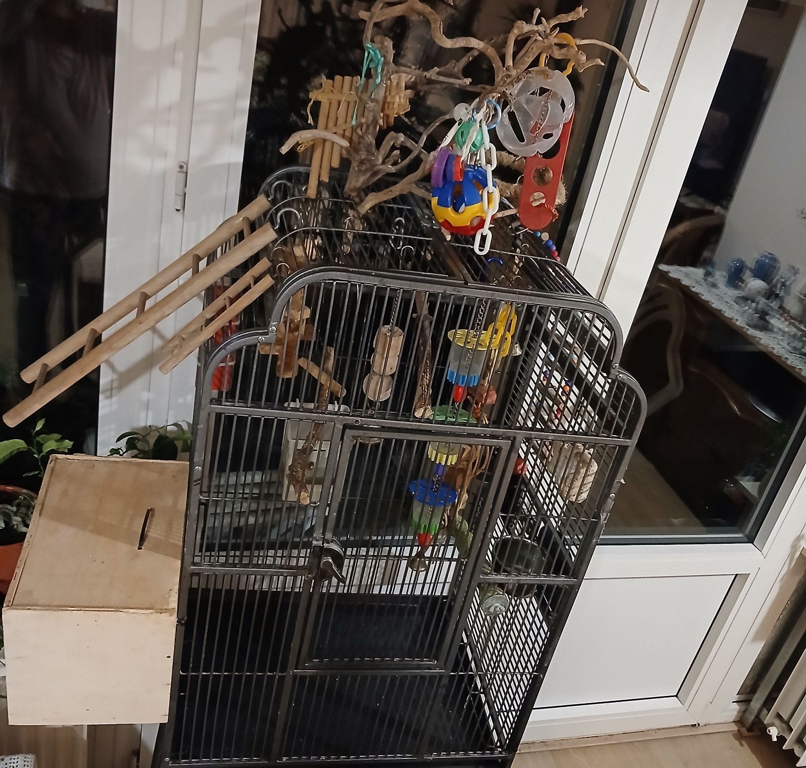 Papegaaienkooi op onderstel incl. broedblok & speelgoed, Dieren en Toebehoren, Ophalen, Metaal, Vogelkooi
