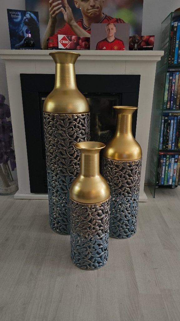 Schitterende Set Metalen Vazen (Deco)! NIEUW!, Ophalen of Verzenden, Nieuw, Metaal