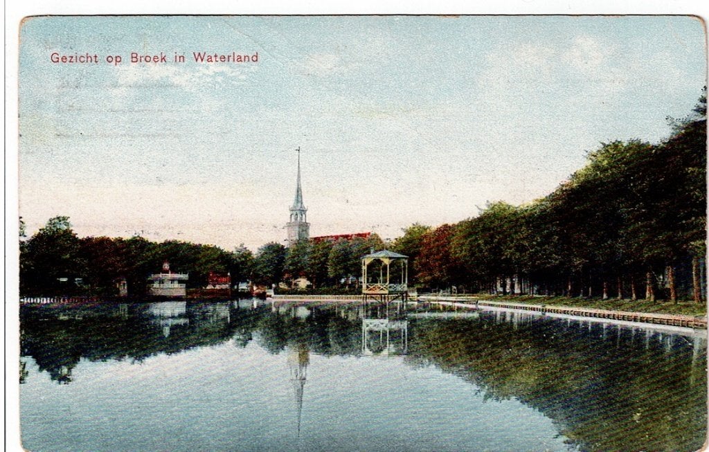 Broek in Waterland 1919. Gezicht op de Muziektent., Ophalen of Verzenden, Voor 1920, Gelopen, Noord-Holland