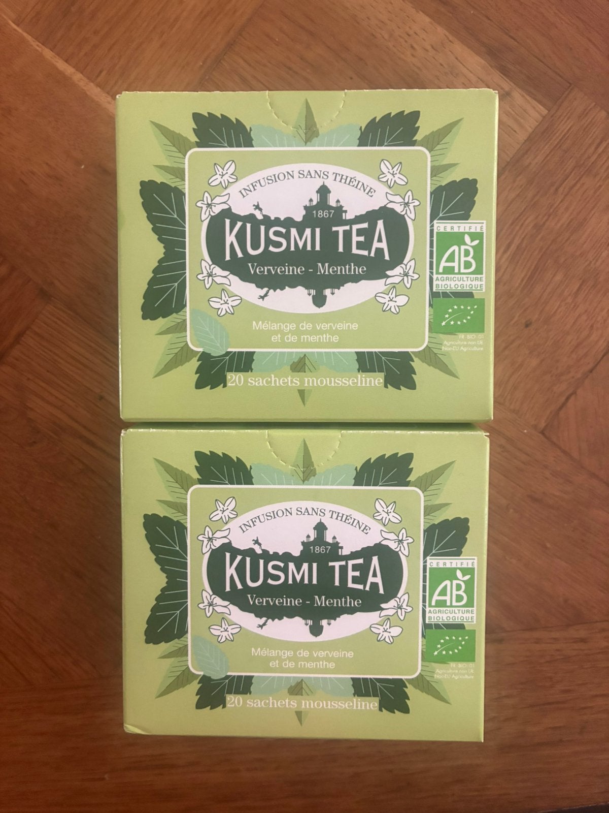 Kusmi Tea Verveine - Menthe 40 stuks, Hobby en Vrije tijd, Theezakjes, Ophalen of Verzenden, Theezakje(s)