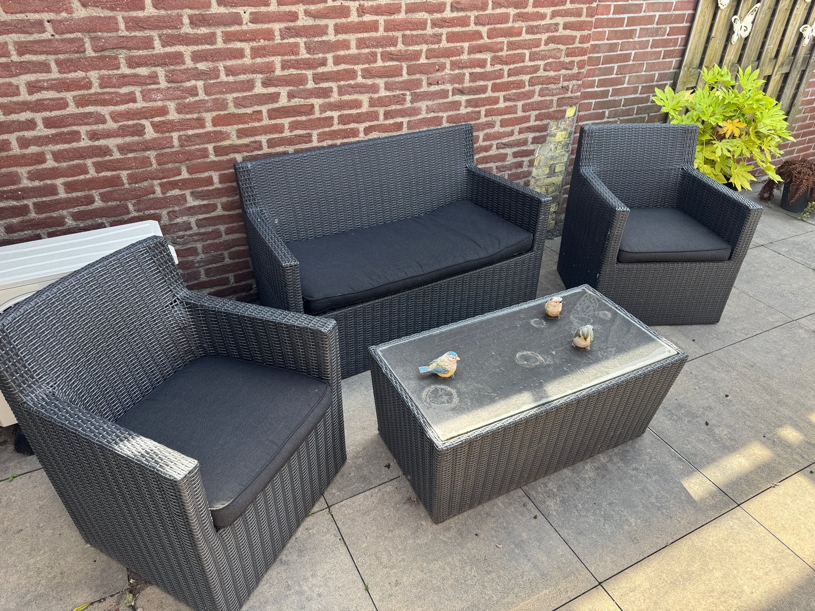 Tuinset loungeset compleet met kussens, Ophalen, Zo goed als nieuw, Kunststof