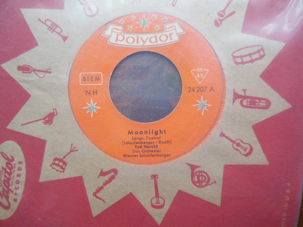 single ted herold moonlight 45rpm jukebox vinyl record 7inch, Gebruikt, 7 inch, Ophalen of Verzenden, Poprock