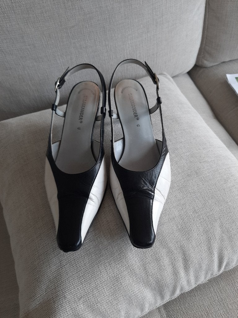 Salamander zwart/witte pump 37,5, Pumps, Zwart, Ophalen of Verzenden, Salamander