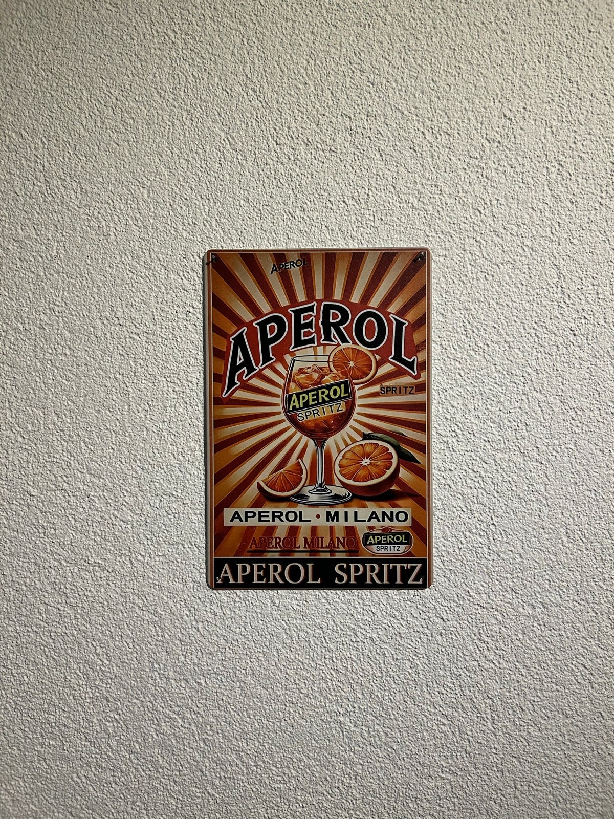 Aperol Spritz Metalen Bord 20x30 cm, Ophalen of Verzenden, Nieuw, Oranje, Metaal