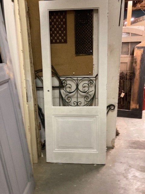 1 st authentieke 2-vlaks paneeldeur, met glasopening, 82x210, Ophalen, Gebruikt, Wit, Vintage